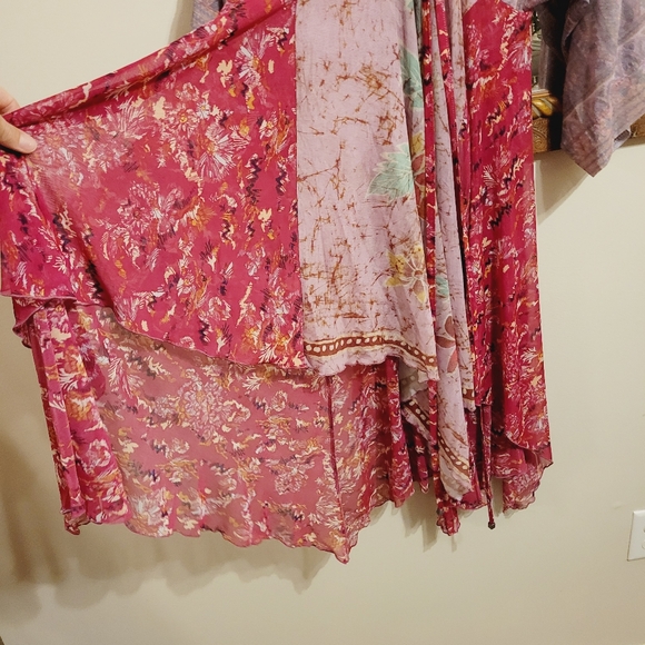 NEW Free People High Low Mini Midi Dress Pink Purple V Neck Boho Tunic - Picture 3 of 8